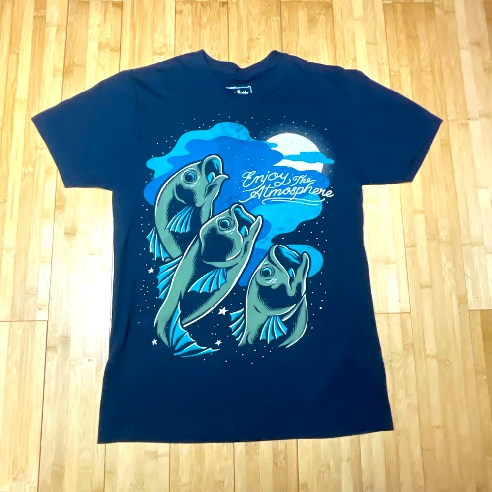 Atmosphere freshwater fisherman tour double-sided graphic rap T-shirt hip hop